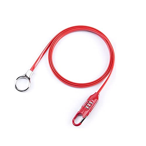 Bike Lock : 1.8m Bike Lock Password Combination Anti-Theft Lock Zinc Alloy Cable Safety Bicycle Helmet Lock Cycling Accessories (Color : Red)