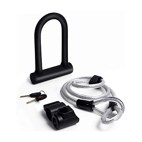 Bike Lock : 110DB Bicycle Anti-Theft Lock Alarm Waterproof Roulette Brake Safety Siren Lock Bicycle Lock (Color : Black)