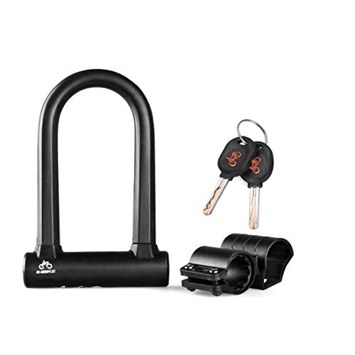 Bike Lock : 16mm U Bar Bike Lock Anti-theft Bicycle U Lock with Mount Bracket and 2 Keys
