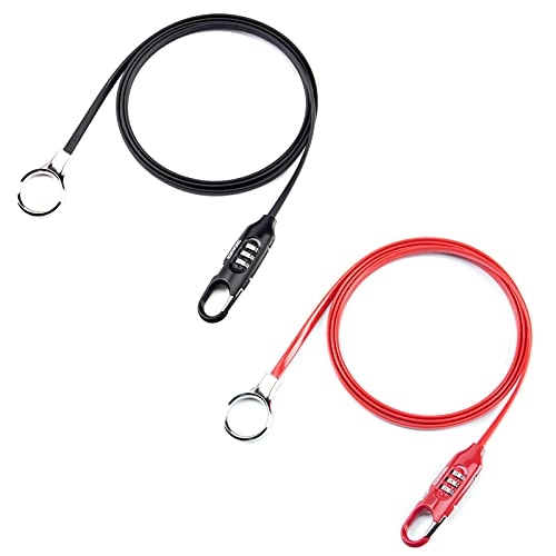 Bike Lock : 180CM Bike Lock, PVC Wrapped Thick Steel Wire, Freely Stretchable, With 5-Digits Codes Combination Cable Lock, For Bike Cycle, Moto, Door, Gate Fence (Black / red)