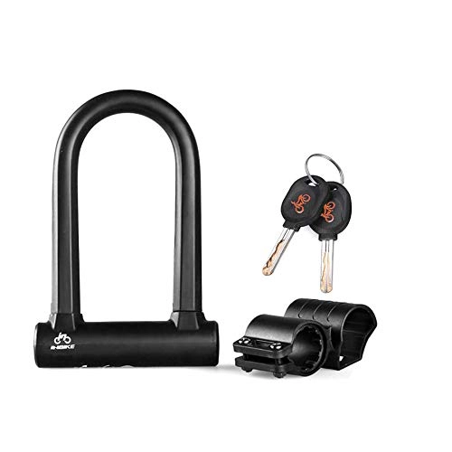 Bike Lock : 1PC Bike Lock 16mm U Bar Bike Lock Anti-theft Bicycle U Lock with Mount Bracket and 2 Keys Black