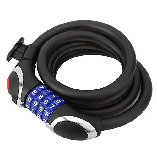 Bike Lock : 4-Digit Light Password Anti-Theft Security Lock Bicycle Cycling Riding Steel Cable Locks Black, Home Safety Accessories