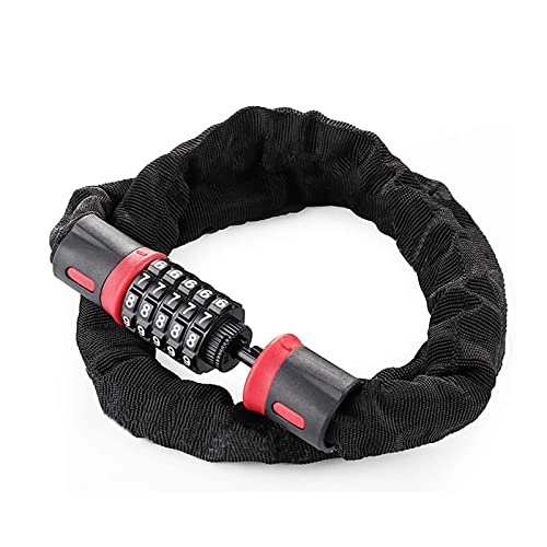 Bike Lock : 5-Digit Code Lock Safety Anti-Theft Password Chain Lock MTB Road Chain Lock Outdoor Cycling Bicycle Accessories Red0.6M