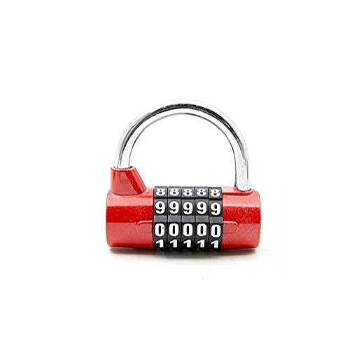 Bike Lock : ABOVEHILL Anti theft lock, 5 Digit Combination Lock Code Number Gym Locker Drawer Luggage Cabinet Toolbox Door Bike Bicycle Outdoor Padlock Bicycle Lock (Color : Red)