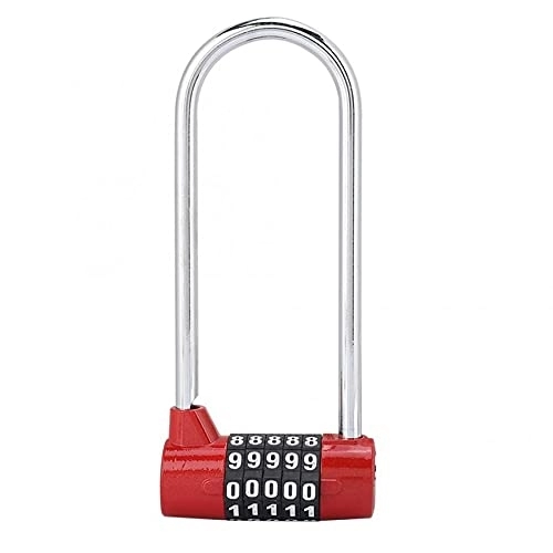 Bike Lock : ABOVEHILL Bicycle lock, Bike Chain Lock Zinc Alloy Bike U-Shape Lock Combination Digit Password Code Door Lock Extra Long Cabinet Door Padlock for Gym School (Color : Red)