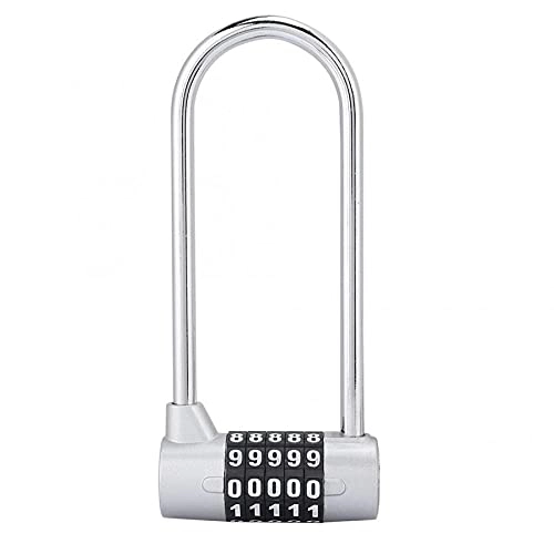 Bike Lock : ABOVEHILL Bicycle lock, Bike Chain Lock Zinc Alloy Bike U-Shape Lock Combination Digit Password Code Door Lock Extra Long Cabinet Door Padlock for Gym School (Color : Silver)