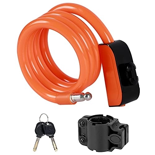Bike Lock : ABOVEHILL Bike safety lock, 1.2m Bike Cable Lock Bicycle Lock Motorcycle Cycling Equipment for Outdoor Caring Personal Bicycle Supply Bike Chain Lock (Color : Orange)