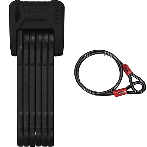 Bike Lock : Abus 6500 / 110 BK SH Folding Lock for Unisex Adult Bicycle, Black, 110 cm & Cobra 27391 12 / 180 Steel Cable Loop
