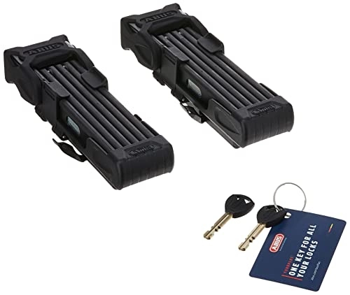 Bike Lock : ABUS Bordo 6000 / 90 Twinset Folding Lock with Bracket - Hardened Steel Bicycle Lock - Keyed Alike - ABUS Security Level 10 - 90 cm - Black