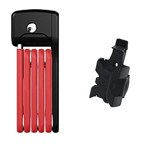 Bike Lock : ABUS Bordo Lite 6055 / 60 Padlock Red, One Size & Unisex_Adult Halter SH für Bordo Lite 6055 Transport Bracket for Bicycle Lock, Black, Standard Size