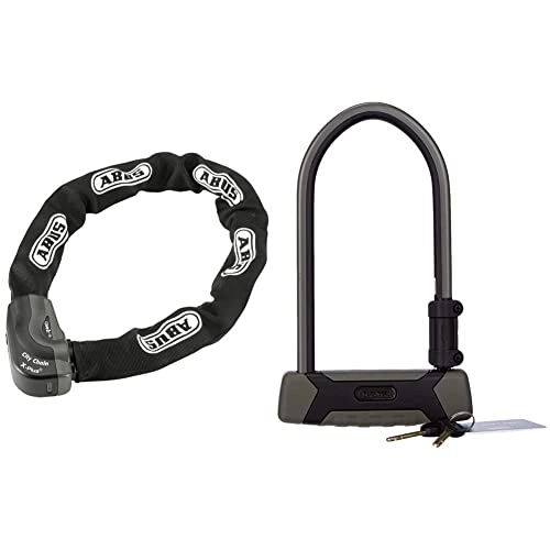 Bike Lock : ABUS Granit CityChain XPlus 1060 - Hardened Steel Bicycle Chain Lock - ABUS-Security Level 15 - 170 cm - Black & U-Shackle Lock Granit XPlus 540 / 160 + Eazy KF-Holder - Black