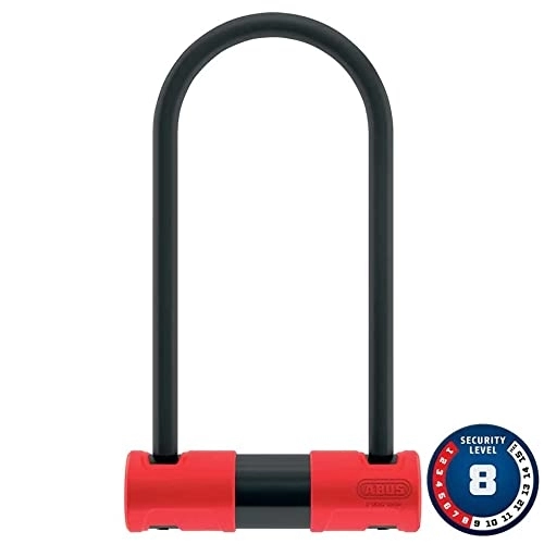 Bike Lock : ABUS U-Lock 440A USH Alarm - Bicycle Lock with Mount and Alarm Function Security Level 8-230 mm Shackle Height, Black