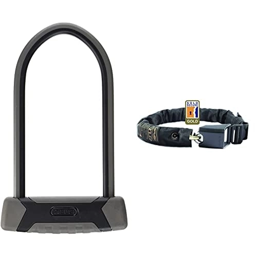 Bike Lock : ABUS U-Lock Granit XPlus 540, Bike Lock with XPlus Cylinder, High Protection Against Theft, ABUS Security Level 15, Black / Grey & Hiplok Gold: Sold Secure Rated Wearable Chain Bicycle Lock