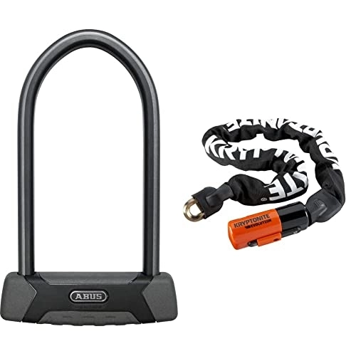 Bike Lock : ABUS U-Lock Granit XPlus 540, Bike Lock with XPlus Cylinder, High Protection Against Theft, ABUS Security Level 15, Black / Grey & Kryptonite Unisex's Evolution Chain Lock, Black / Orange, 10mm x 90cm