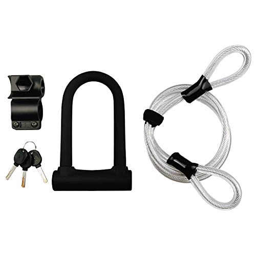 Bike Lock : ACAMPTAR Heavy Duty Security U Cable Bike Lock with 1.2M Flex Bike Cable for Road Bike Mountain Bike Electric Bike Folding Bike