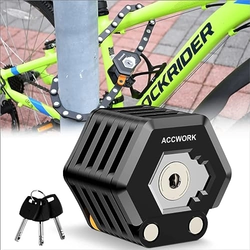 Bike Lock : Accwork Folding Bike Lock, Anti-Theft Cycling Bicycle Lock High Security Bike Chain Locks Heavy Duty Alloy Steel with Mounting Bracket, 3 Keys for Mountain Bikes and Electric Scooter, Unfolds to 85cm
