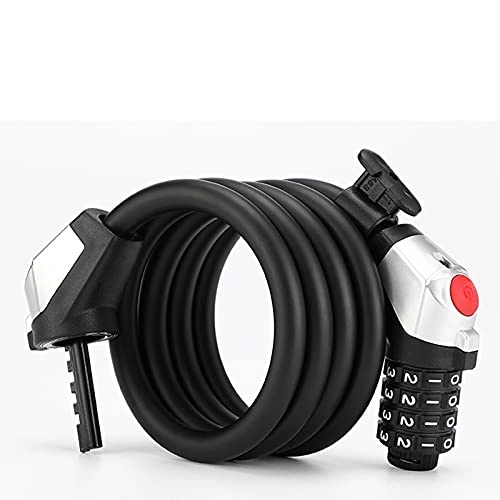 Bike Lock : AERVEAL Bicycle Cable Lock with Led Light, 4-Digit Security Combination Lock with Lock Frame, Steel Cable Zinc Alloy Lock Cylinder PVC Shell for Bicycle Outdoors Night Riding, 150Cm / 12Mm