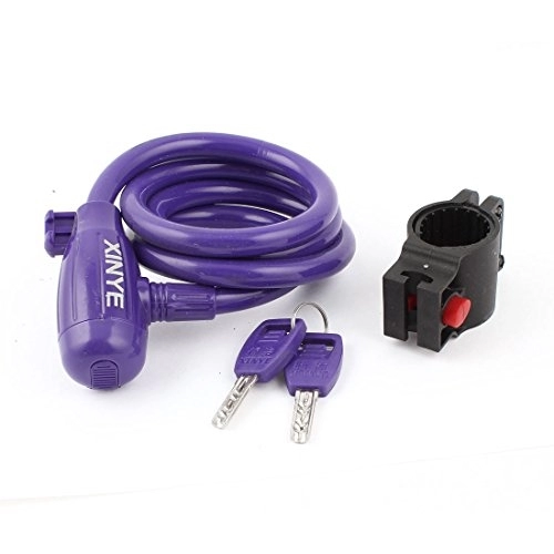 Bike Lock : Aexit Purple 3.3Ft Length Bike Bicycle Cycling security Spiral Cable Lock w 2 Keys (5592df0855465478638710f6022513ce)