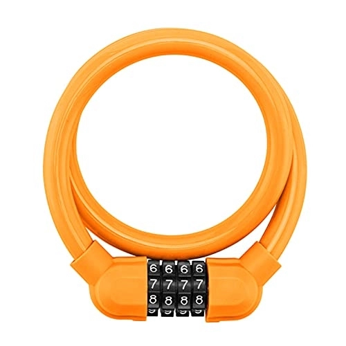Bike Lock : AHIN Bike Lock / Bicycle Lock / Cycling Lock, Cycling Cable Locks, 4-Digit Resettable Combination Lock, Can Be Combined with Each Other, for Bicycle, Moto, Door, Stroller, Orange