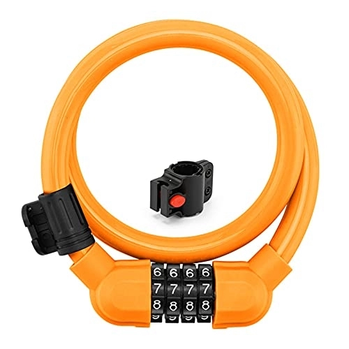 Bike Lock : AHIN Bike Lock / Bicycle Lock / Cycling Lock, Cycling Cable Locks, 4-Digit Resettable Combination Lock, Can be combined with each other, With fixed bracket, for Bicycle, Moto, Door, Stroller, Orange