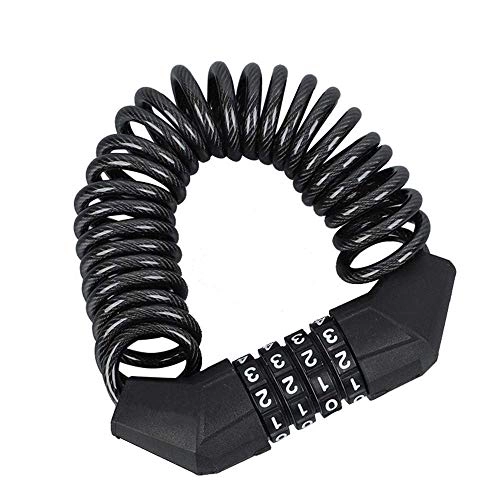 Bike Lock : AJH Mini Portable Spring Anti-Theft Bicycle Code Lock 4 Digits Combination Password Bike Lock Spring Disc Cable Wire Security Lock