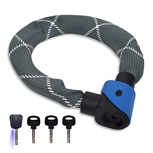 Bike Lock : AKM Bike Lock Chain Lock 90cm / 3ft Long 10mm Thick Special Material Sleeve Ivy TEX Anti-Theft Cut Proof Wear Resistant Bicycle Chain Lock with 4Keys for Scooter, Moped, Gates(Updated Release)