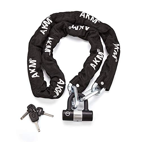 Bike Lock : AKM Security Bike Chain Lock 12mm Heavy Duty Bicycle Lock Bike Disc Lock with 14mm U Lock, 6-Feet Motorcycle Lock Black