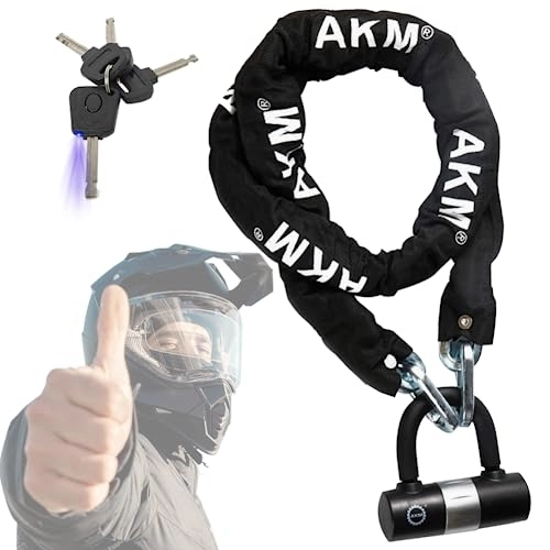 Bike Lock : AKM Security Bike Chain Lock Heavy Duty Bicycle Lock Bike Disc Lock with 16mm U Lock, 5.3-Feet Motorbike Lock Black