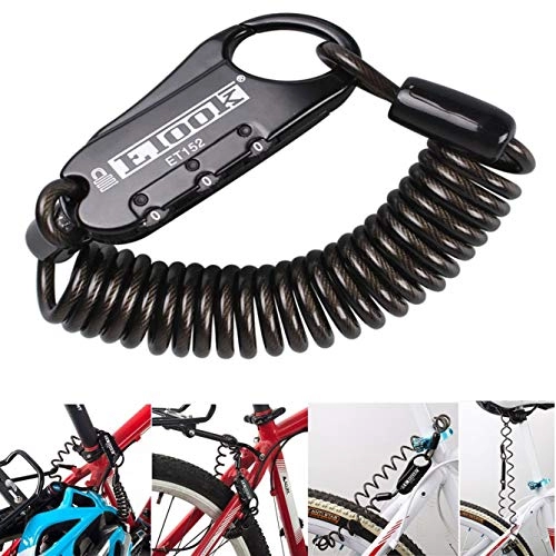 Bike Lock : allnice ET-152 Mini Portable Anti-Theft Resettable 3 Digit Bike Bicycle Cycling Spring Combination Cable Lock Senior Travel Luggage Locks Helmet Lock, 4X 1500mm (Black)