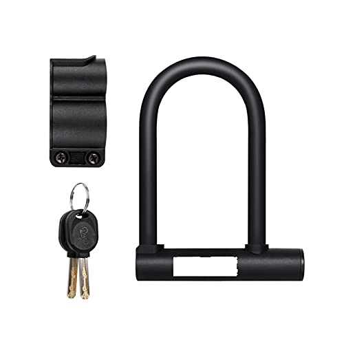 Bike Lock : Alysays Useful Bicycle U Lock MTB Road Bike Wheel Lock Steel Anti-theft Safety Motorcycle Scooter Cycling Lock Bicycle Accessories convenient (Color : Black)