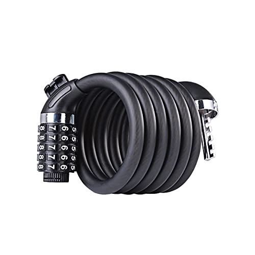 Bike Lock : Alysays Useful UP Bicycle Lock Coiled Bike Steel Cable Lock Anti-theft Cycling Password Code Lock Motorcycle Electric Bicycle Accessories convenient (Color : Black-1.2m)