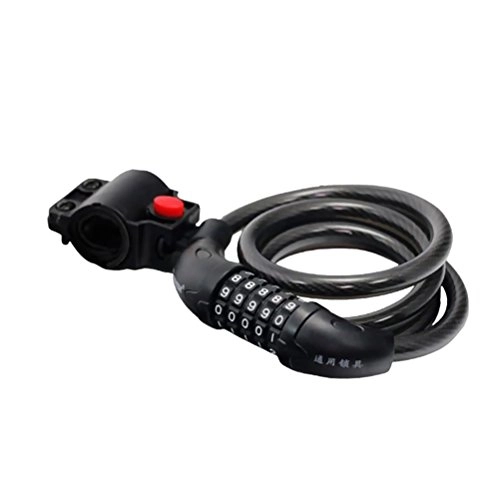Bike Lock : Amosfun 5 Digit Cycling Heavy Duty 120cm Cable Password Bike Cable Lock Cable Lock (Black)