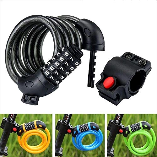 Bike Lock : anruo Bicycle chain 5 digit code bicycle lock cable anti-theft security mountain road bicycle bicycle wire bicycle accessories bicycle lock sports and entertainment