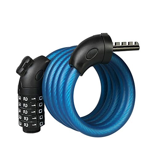 Bike Lock : anruo Bicycle lock 5-digit password combination bicycle safety lock steel cable spiral bicycle bicycle lock bicycle lock sports and entertainment