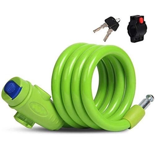 Bike Lock : Anti-Theft 110 cm Bicycle Lock Wire Safe Bicycle Lock Outdoor Safety Reinforced Bicycle Accessories Mountain Bike Road Bicycle Lock (Color : Green)