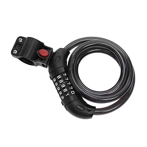 Bike Lock : Anti-theft For MT-B Road Bike 5 Digit Combination Lock Security Steel Cable Bicycle Chain Locks Outdoor Cycling Accessories F12.19 (Color : Black)