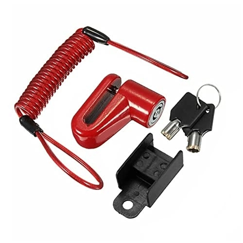 Bike Lock : Anti-Theft Lock Electric Scooter Disc Brake Lock with Steel Wire Bicycle Mountain Bike Motorcycle disc Lock Safety Theft Protect (Color : Red Lock)