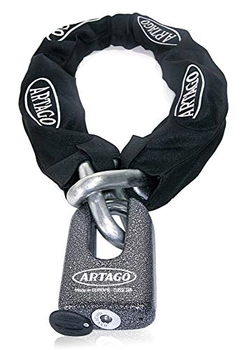 Bike Lock : ARTAGO 69T100 Maximum Anti-Theft Chain Lock Double Function Sold Secure Gold and SRA Approved, ø15 100 cm, Neutral, tu