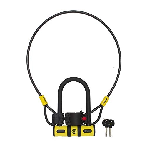 Bike Lock : Auvray U-Bike Anti-Theft 82X147 + Stand + Cable D.8X100 Adult Unisex, Black, One Size