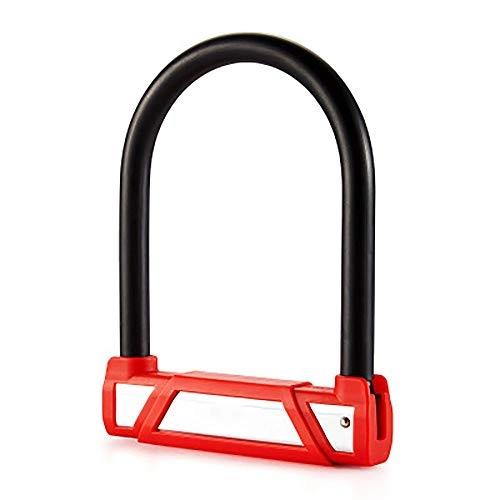Bike Lock : AXROAD MALL U-lock Anti-violent Opening, With Dust Cover Durable Beautiful Bicycle Lock U Lock Anti Theft Components (Color : Red, Size : One size)