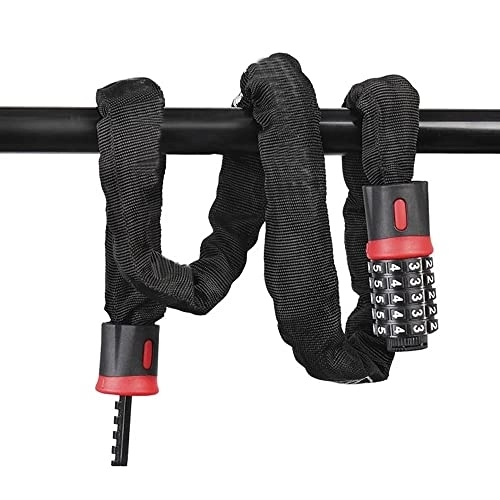 Bike Lock : AYKONG Portable Anti Theft Bike Lock Bike Chain Lock Anti-Theft 5-Digit Resettable Combination Bicycle Cable Chain Lock with Heavy Duty Alloy Steel for Motorcycle, Door (Color : Black)