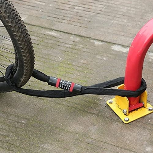 Bike Lock : AYKONG Portable Anti Theft Bike Lock Bike Locks Bicycle Lock Chain 5 Digits Password Anti-theft Safety (Color : Red)