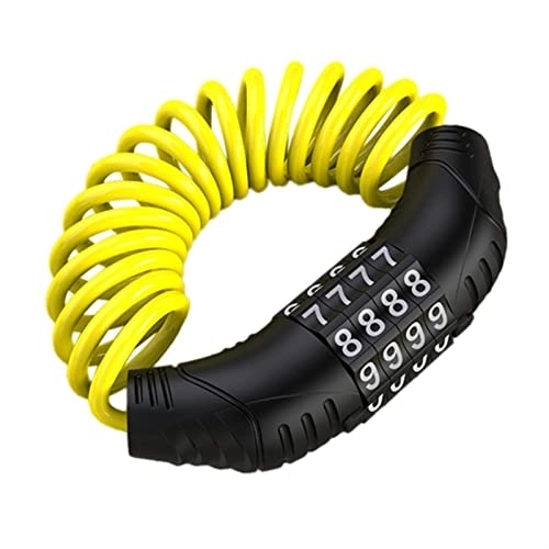 Bike Lock : AYKONG Portable Anti Theft Bike Lock Bike Locks Motorcycle Helmet Chain Lockstitch Cable Lock 4-digit Password Combination (Color : Yellow)