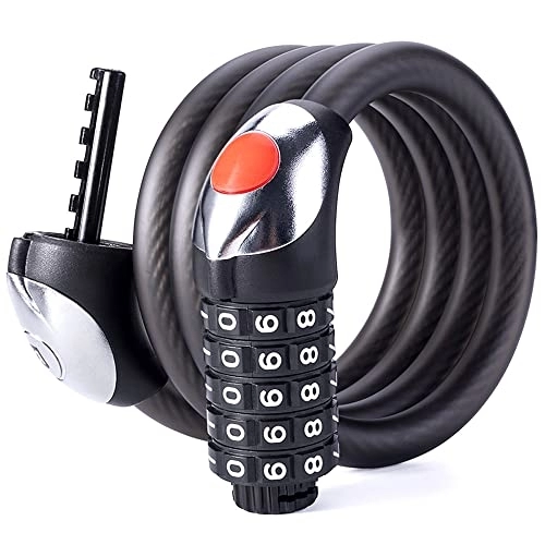 Bike Lock : AZPINGPAN 15.2mm Bold LED Night Light Bicycle Lock丨5 Digit Combination Code Outdoor Cycling Mountain Bike Cable Station丨for Ladders, Grills, Gates (frosted Black)