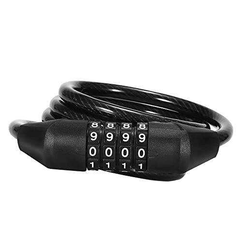 Bike Lock : AZPINGPAN Mini Portable Bicycle Lock丨120cm Spiral Telescopic Cable Lock丨rotating 4-digit Code Lock丨suitable For Fixed Helmets, Motorcycles And Mountain Bikes (black)