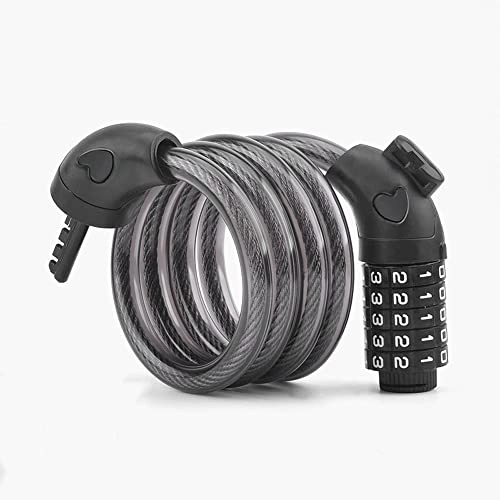 Bike Lock : AZPINGPAN Mountain Kilometer Bike Lock Cable丨Portable Anti-theft Alloy Lock Core 5 Digit Resettable Combination Coiling Bike Cable Lock丨for Ladders, Grills, Gates