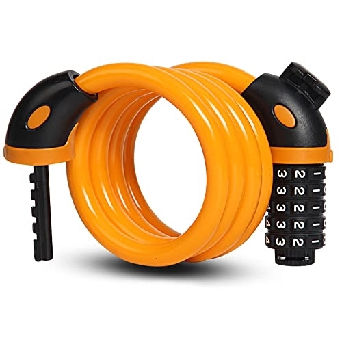 Bike Lock : AZPINGPAN Multicolor PVC High Toughness Steel Cable Bicycle Lock丨5 Digit Combination Digital Code Self-rolling Portable Outdoor Cycling Mountain Bike Chain Lock Accessories丨Bronze Lock Core