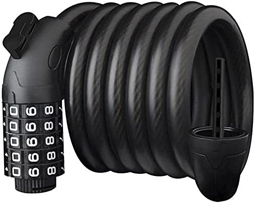 Bike Lock : BDRSLX Bicycle Lock 5-Digit Secure Combination Bike Lock Scooter Bicycle Motorcycle Cable Chain Locks(Shiny Black) (Color : Black, Size : 2)