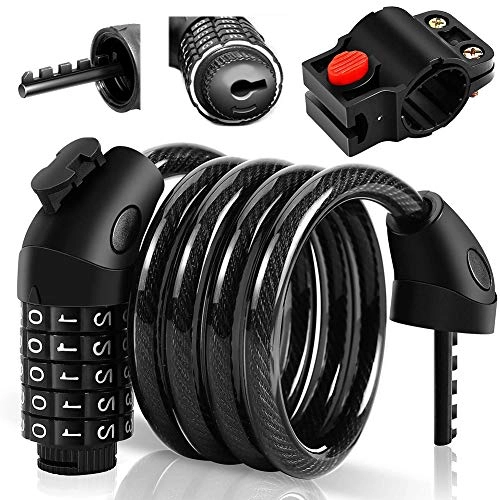 Bike Lock : BESTZY Bike Cable Lock, Bicycle Lock with 5-Digit Resettable Number, 120mm / 13mm Chain Lock, Combination Cable Lock For Bicycle, Scooter, Grills & Other Items That Need To Be Secured