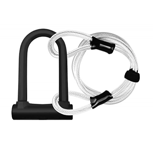 Bike Lock : Bicycle Anti-theft Strong Stainless Steel MTB Road Bike Vehicle U Lock Cycling Accessories Heavy Duty Motorcycle Lock (Color : Black, Size : 19.3x12.3cm)